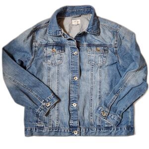 Children's Place Girls Denim Jacket Size 16 Blue Classic Button Front